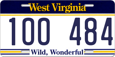 WV license plate 1OO484