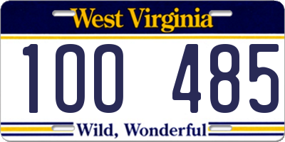 WV license plate 1OO485