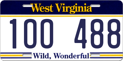 WV license plate 1OO488
