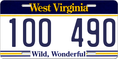 WV license plate 1OO490
