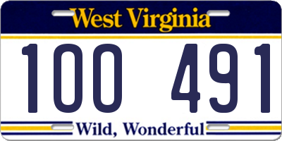 WV license plate 1OO491