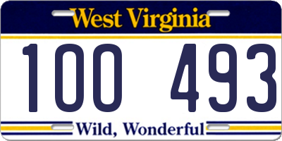WV license plate 1OO493