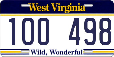 WV license plate 1OO498