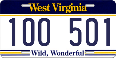 WV license plate 1OO501
