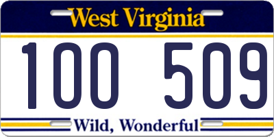 WV license plate 1OO509