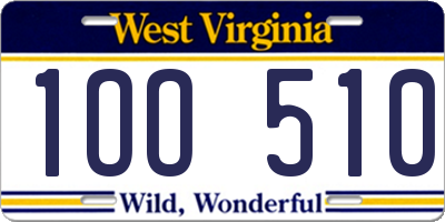 WV license plate 1OO510