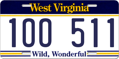 WV license plate 1OO511