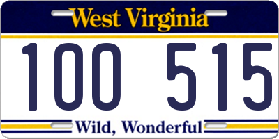 WV license plate 1OO515