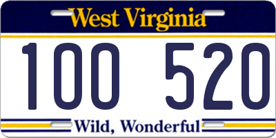 WV license plate 1OO520