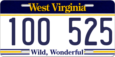 WV license plate 1OO525