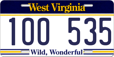 WV license plate 1OO535
