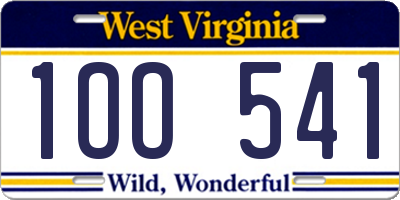 WV license plate 1OO541