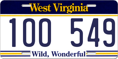 WV license plate 1OO549