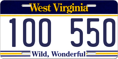WV license plate 1OO550