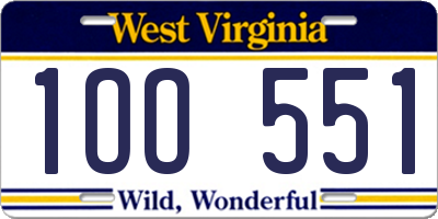 WV license plate 1OO551