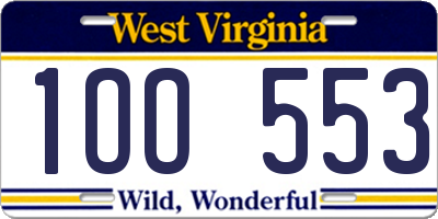 WV license plate 1OO553