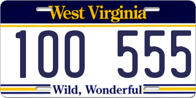 WV license plate 1OO555