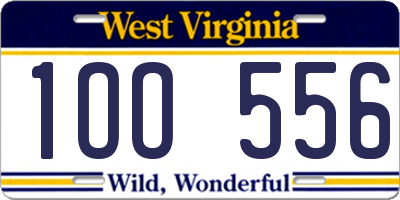 WV license plate 1OO556