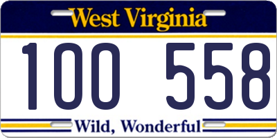 WV license plate 1OO558