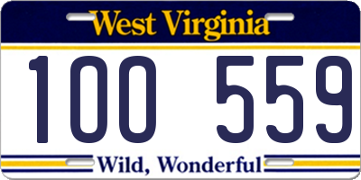 WV license plate 1OO559