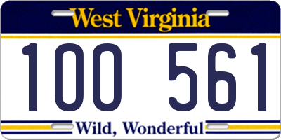 WV license plate 1OO561