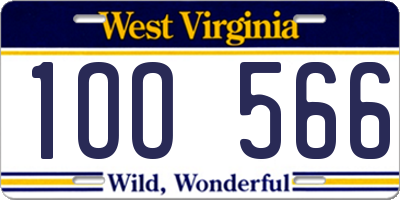 WV license plate 1OO566