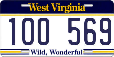 WV license plate 1OO569