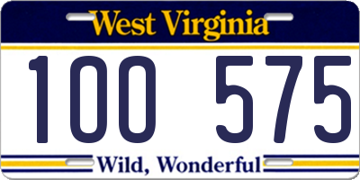 WV license plate 1OO575