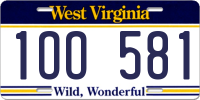 WV license plate 1OO581