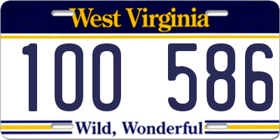 WV license plate 1OO586