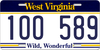 WV license plate 1OO589