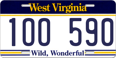WV license plate 1OO590