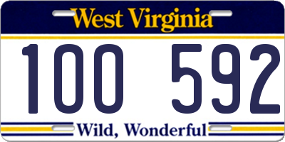 WV license plate 1OO592