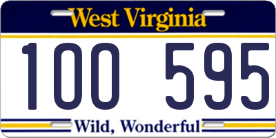 WV license plate 1OO595