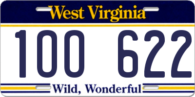 WV license plate 1OO622