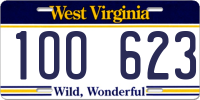 WV license plate 1OO623