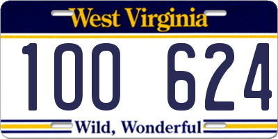 WV license plate 1OO624