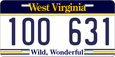 WV license plate 1OO631