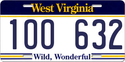 WV license plate 1OO632