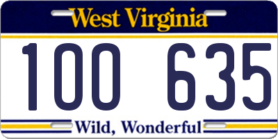 WV license plate 1OO635