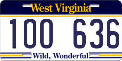 WV license plate 1OO636