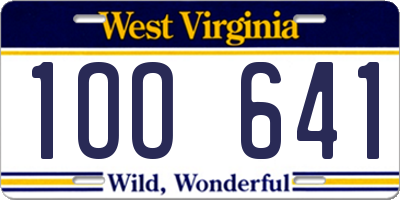 WV license plate 1OO641
