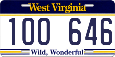 WV license plate 1OO646
