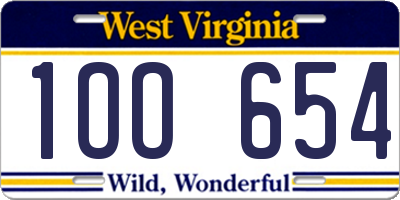 WV license plate 1OO654