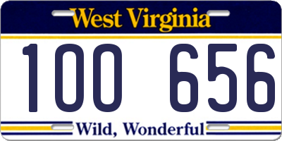 WV license plate 1OO656