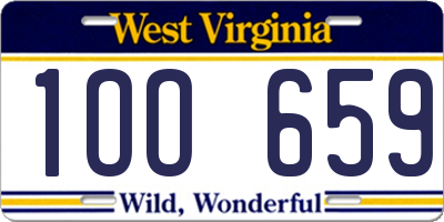 WV license plate 1OO659