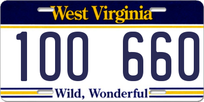 WV license plate 1OO660