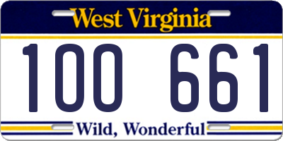 WV license plate 1OO661
