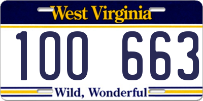 WV license plate 1OO663