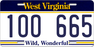 WV license plate 1OO665